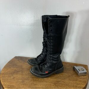 Kickers lace up combat  punk style , skin head leather boots
